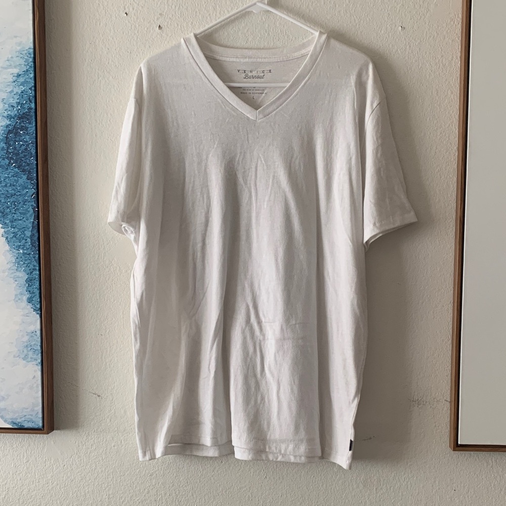 Lucky Brand White V-Neck Men's Tee